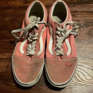 pink vans, worn